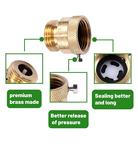 Image of Litorange 1 Pack Brass 3 /4 inch Inch GHT Hose Bibb Connector Backflow Preventer Vacuum Breaker
