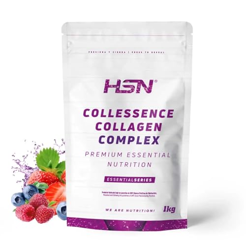 HSN Colágeno Hidrolizado y Magnesio (Malato Citrato Bisglicinato) en Polvo Collessence Colágeno Complex | Frutos Rojos 1Kg | No Incluye Dosificador | No-GMO, Sin Gluten ni Lactosa ni Pescado