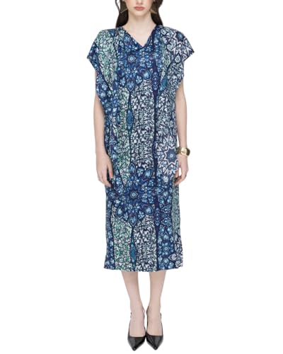 V-Neck Silk Loose Dress, a Sophisticated and Elegant Wardrobe Essential for Work and Seasonal Events 2025 Dark Navy