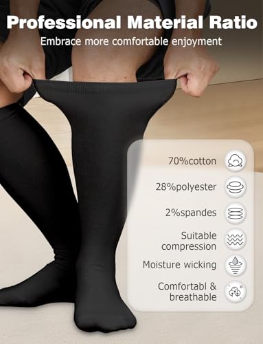 Walking Boot Socks, 2Pairs Replacement Socks Liner for Orthopedic Walker Brace Compatible with Air Cam Walkers and Fracture Boot for Men and Women Cast Surgical leg Cover, Black3