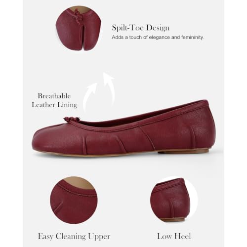 Image of VBDB Tabi Ballet Flats for Women Dressy Casual Shoes Split Toe Wide Flats Light Weight Japanese Shoes
