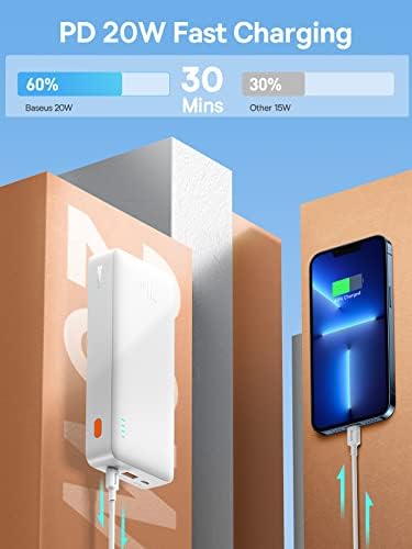 Baseus Powerbank 20000 mAh 20 W PD QC3.0 Quick Charge External Battery USB C Power Bank 2 Outputs Compatible with iPhone 14 13 12 11 Series Samsung Galaxy S21 S22 Huawei Xiaomi Oppo iPad Tablet