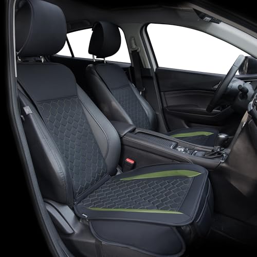 Image of Elantrip 2PCs Front Car Seat Covers Leather Car Seat Protector Universal fit for Most Cars SUVs and Trucks Water Proof Seat Protector Black and Green