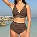 maisdgop High Waisted Bikini Sets for Women V Neck Tummy Control Swimsuits Comfy Soft Color Block Two Piece Bathing Suit