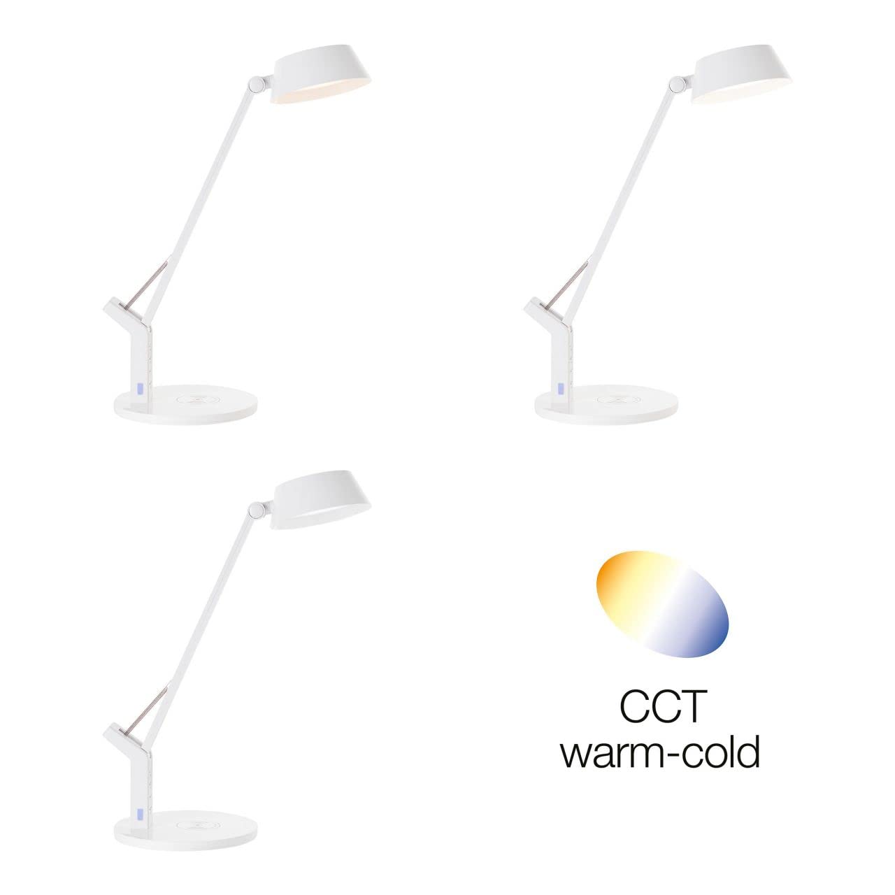 BRILLIANT Lampe, Kaila LED Tischleuchte mit Induktionsladeschale weiß, 1x LED integriert, 8W LED integriert, (710lm, 3100-6100K), Kabelloses Aufladen von mobilen Geräten