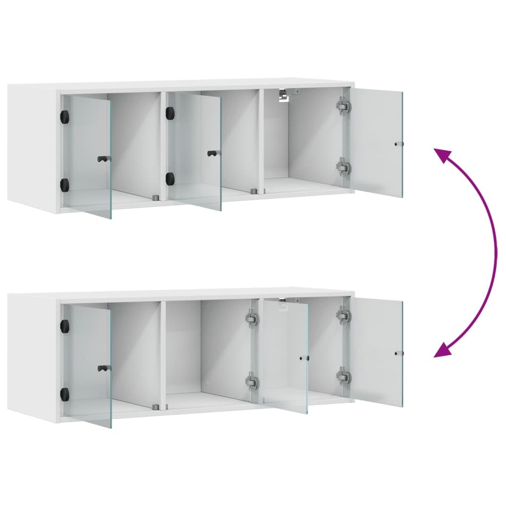 vidaXL Mobile a Muro con Ante in Vetro Bianco 102x37x35 cm