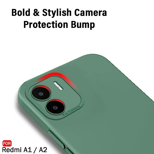 Image of TheGiftKart Liquid Silicon Back Cover Case for Mi Redmi A1 / A2 | Stylish Camera Protection Module | Micro-Fibre Lining Inside | Shockproof Back Cover Case for Mi Redmi A1 / A2 (Silicone, Green)