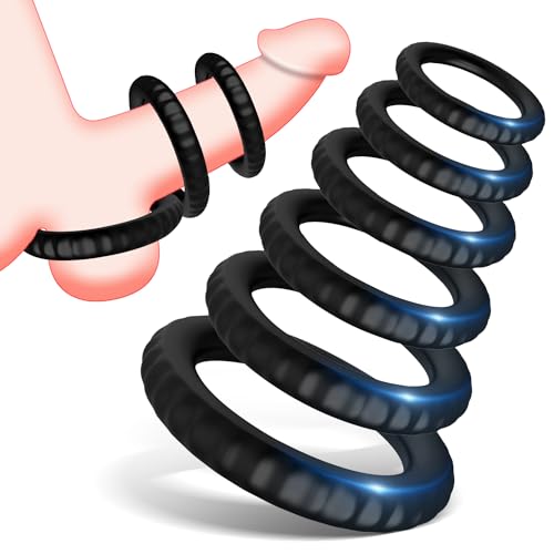 Cock Rings Penis Rings Set-6 Different Sizes for Erection Enhancing, Long Lasting Stronger Adult Sex Toys for Men or Couple