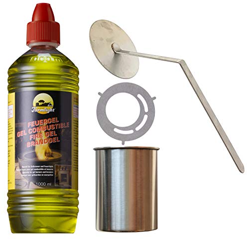 Moritz Kit de démarrage 1 x 1000 ml gel combustible + 3 x boîtes en acier inoxydable 500 ml + brûleur + plaque de cuisson pour brûleur cheminée au four