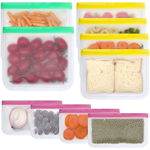 TUTULOO 10 Pack Reusable Gallon Storage Bags, BPA FREE Reusable Gallon Bags, Leakproof Reusable Sandwich Bags, Freezer Safe Reusable Snack Bags for Lunch Bags, Food, Meat, Fruit, Vegetable