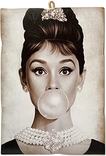KUSTOM ART Cuadro estilo vintage Audrey Hepburn impresión sobre madera 10 x 15 cm