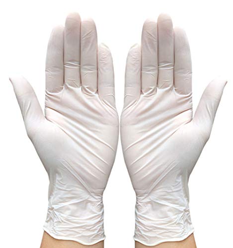 Preisvergleich Produktbild CHRONSTYLE Einweghandschuh / 100 Stück / Nitril Einzelhandschuhe Weiß in praktischer Spenderbox / Ideal für Hygienebereiche - wie Lebensmittelbranche, Kosmetik UVM. / latexfrei (Weiß, M)