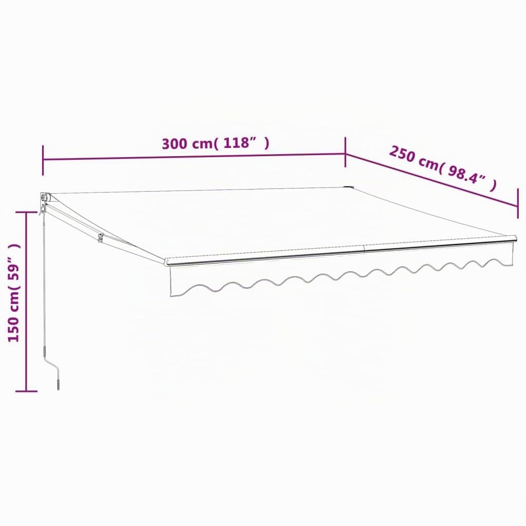 Store Banne Motorisé, Store Banne électrique Auvent rétractable Automatique Anthracite 3x2,5 m