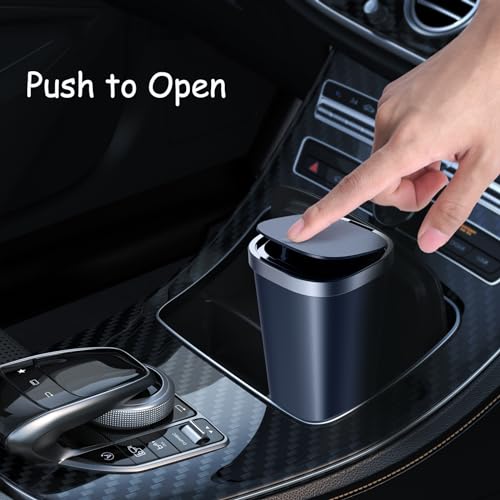 Image of Mini Car Trash Can Bin with Lid and 45 Additional Trash Bags,Car Trash Can Bin,Car Garbage Trash Can Storage for Front Back Seat Accessories Fits Auto Home Office,Black