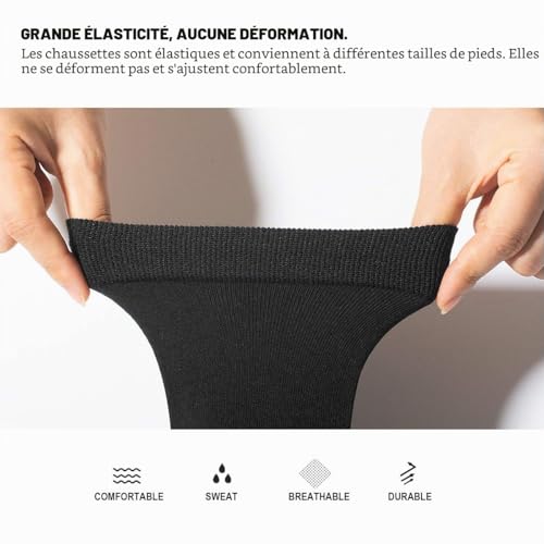 EIISSION Chaussettes Homme Femme Chaussettes de sport Tennis Running Lot de 6 Paires Noir Blanc Confortables Classiques Chaussette en Coton 35-38 – vue 5