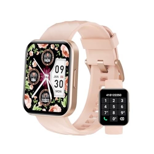 Smart Watch (Answer/Make Calls), 1.85″ Smart Watches for Women Men Digital Watch Fitness Tracker with 100+ Sport Modes Heart Rate Monitor for iOS Android Phones Waterproof (Light Pink)