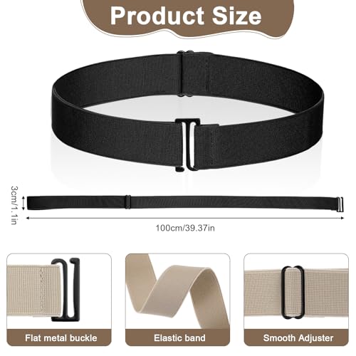 4pcs Invisible No Show Stretch Belts, Elastic Women Flat Buckle Belt, Adjustable Elastic Belts for Women, Flat Buckle Belt for Pants, Dresses, Skirts, and Jeans2