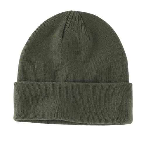 Home Prefer Mens Beanies Cuffed Knitted Winter Hat Watch Skull Cap Warm Beanie Hat for Men Women Unisex Gifts (US Alpha One Size Army Green)