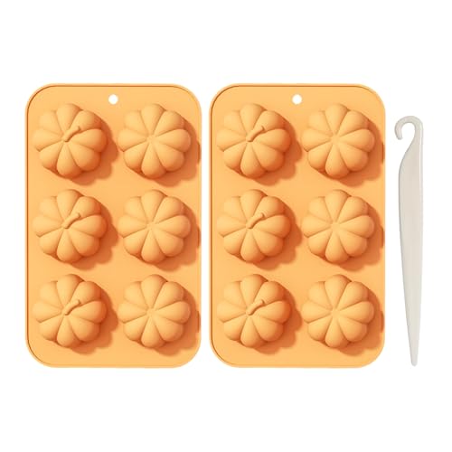 2 Piezas Moldes De Calabaza, 1 Cuchillo Desmoldar Blanco, Moldes Para Tarta De Calabaza, Moldes De Silicona De Calabaza, Moldes Para Hornear Gofres