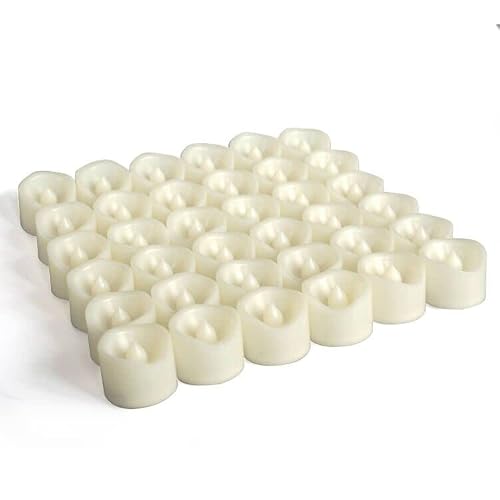 Flameless Votive Candles White Plastic Flickering Led Electric Fake Tea Lights Long Lasting Battery Operated Tealights For Wedding Birthday Party Halloween Christmas Outdoor Decorations 36 Pack #TOP3