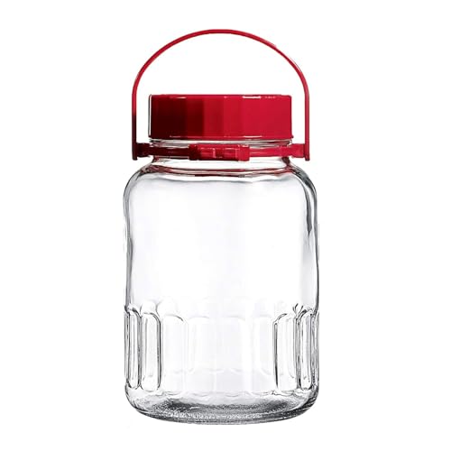 NCPSAKD 4l/1gal,Frasco de Vidrio con Tapa Frascos de Vidrio Grandes para Almacenamiento Garrafa de Boca Ancha Fermentadora