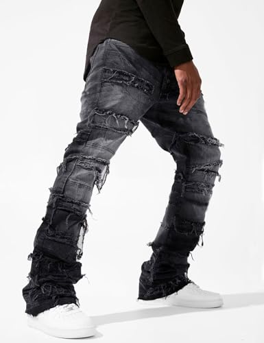 Mens Stacked Ripped Jeans Y2k Slim Fit Skinny Stretch Jeans Distressed Denim Pants Trousers3