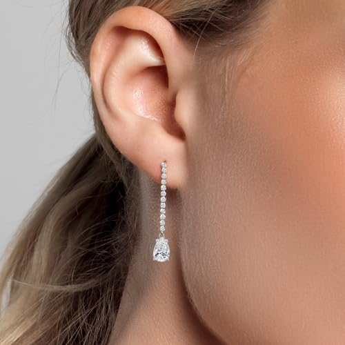 Image of Gem Stone King 1.82 Cttw 14K White Gold Lab Grown Diamond Teardrop Earrings