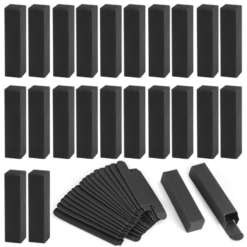 Cositina 100 Pack 0.78 * 0.78 * 3.34 inch Kraft Paper Lipstick Box Rectangle Lip Balm Kraft Boxes Essence Oil Bottle Packaging Organzier for Makeup Sample Tube Storage DIY Gifts - Black