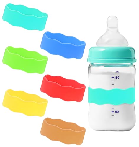 8 Pcs Water Bottle Name Bands Silicone Baby Bottle Labels for Daycare Reusable Anti-Slip Write-On for Newborns (Girl Boy Kids Gift)