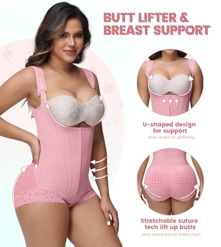 Image of SHAPSHE Fajas Colombianas Moldeadoras Post Surgery Body Shaper with 8 Bones | Postpartum recovery support, stage 2-3 compression garment, womens shapewear tummy control, elastic breathable nylon spandex