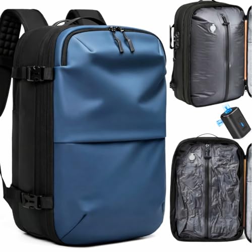 Image of Meyaar 60L Vacuum Compression Travel Backpack with Air Pump Included, Expandable Space Saver, Waterproof, TSA Lock & Multi-Pocket Design Laptop Backpack with USB Charging