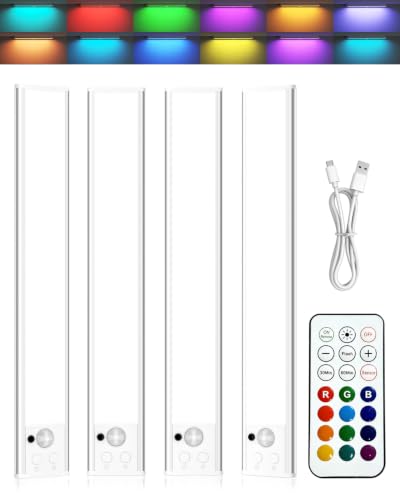 Image of Under Cabinet Lighting Wireless, RGB Motion Sensor Light Indoor, 4 Pack
