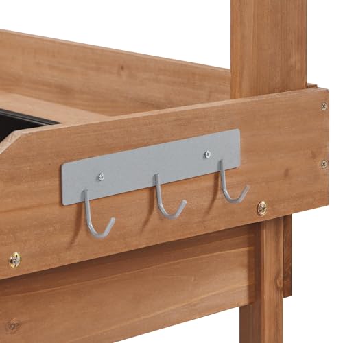 Yaheetech YT-00072 Potting Bench Outdoor Garden Work Bench Station Planting Solid Wood Construction For Horticulture W/Sink Drawer Rack Shelves Brown thumb #7