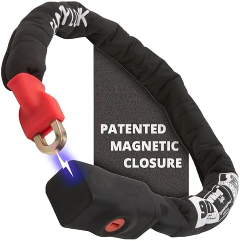 Seatylock Viking Bike Chain Lock with Key - Magnetic Patented Sold Secure Silver Rated - Heavy Duty Anti Theft - Smart Ultra Security Bicycle Lock (35.5 Inch)