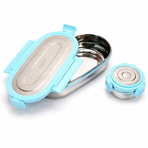 Image of Stainless Steel Lunch Box Set of 2 with Airtight Leak Proof Lid,Food Storage Containers with Silicone Vent Plug,Durable Lunch Box & Small Tiffin Box for Kids School Office Travel Meal Prep Use