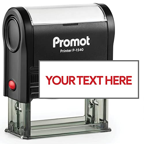 Promot Self Inking One Line Custom Stamp - Ideal Use as Office, Teacher, Address, & Business Label Stamp - for Personal and Professional Use- Choose Fonts & Color, Easy Alignment (Small)