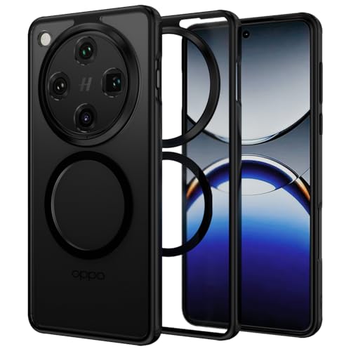 ZHMECOCASE Magnetische Hülle für Oppo Find X8 Pro 5G [MagSafe Kompatibel] [Starker N56-Magnet] [Militärischer Schutz] [Schlank & Stoßfest] Halbtransparent Matt-Rücken Case Schwarz