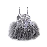 Quenny Samgami baby suspender Sequin princess skirt girls' Korean dress one hair substitute(grey,L(120CM 6-7Y))