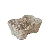 JJSQ Storage Basket Bins for Dog Toy, Pet Toy Organizer, Seagrass Baskets for Organizing, Bone Shape Basket Handmade 17" x 13" x 7"