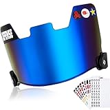Copkim Universal Football Helmet Visor for Youth Adult Kids Football Visor for Helmet with 9 Set DIY Stickers and 2 Visor Clips Scratch Resistant Fog Lacrosse Football Eye-Shield Visor(Blue)