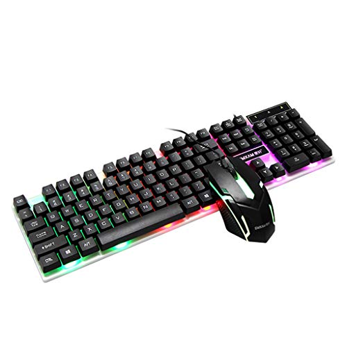 Mya Ensemble Clavier De Gaming Et Souris,Rétro-éclairage Arc En Ciel Clavier Mecanique USB Filaire Souris Etanche Clavier Gaming