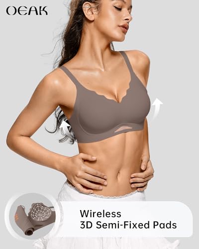 Image of OEAK Womens Wireless Jelly Bras Scalloped Push Up No Underwire Bralette Supportive Tshirt Bra Seamless Comfortable Bras