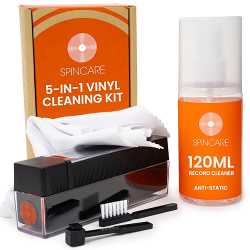 SPINCARE Vinyl Record Cleaner Kit | 5-in-1 Essentials Vinyl Cleaning Set
