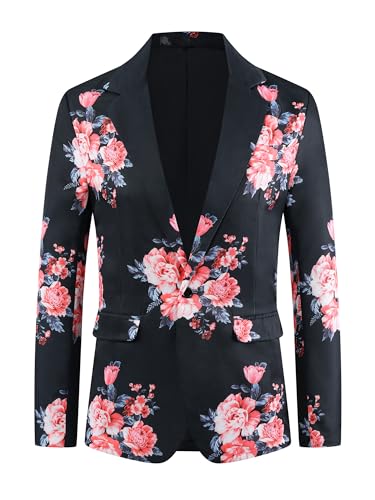 Lars Amadeus Floral Sport Coats for Men's Slim Fit Party Prom Flower Printed Blazers
