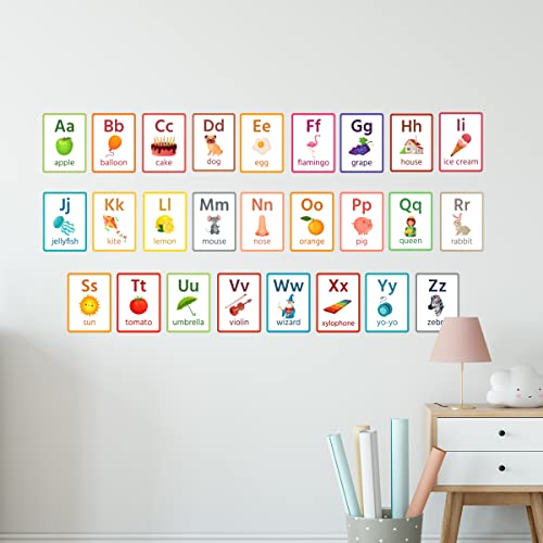 Alphabet Wall Decals Fruits Letter Wall Stickers Animals Alphabet Abc Kids Wall Stickers Peel And Stick Removable Wall Stickers For Kids Nursery Bedroom Living Room Décor #TOP1