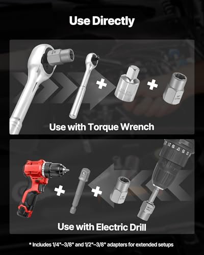 Image of VEVOR Bolt Extractor Kit, 16 Pieces Impact Bolt & Nut Remover Set with Adapters and Pin Punch, Solid Storage Case, Cr-Mo Steel for Removing Damaged, Rusted, Stripped, Rounded Bolts, Nuts and Screws