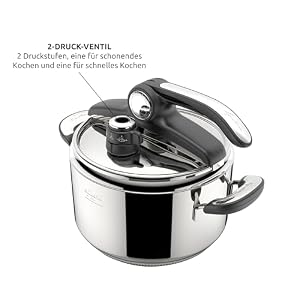 Lagostina Novia Vitamin LagoeasyUP Pressure Cooker 9 L Stainless Steel 1810 O 24 cm Induction and Gas Pot Lid with Easy Opening Including Basket Ecodose and Recipe Book