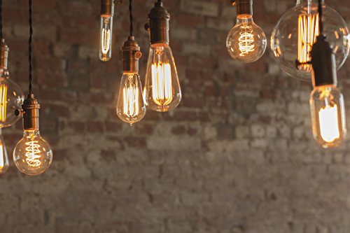 [6 Pack] Vintage Edison Bulbs With Steeple Hairpin Filament, 60W Dimmable E26/E27 T30 Tubular Antique Light, Golden Finish Industrial Design Amber Warm 120V #TOP5