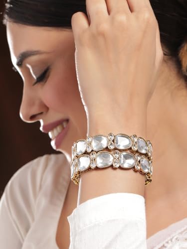 Image of Rubans Bangles Set of 2 Cubic Zirconia Ethnic Stylish Jewellery Gift for Women & Girls