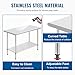 Stainless Steel Work Table Kitchen Work Table Scratch Resistent Commercia Metal Table with Adjustable Table Foot for Kitchen Home Restaurant (24Wx60L)